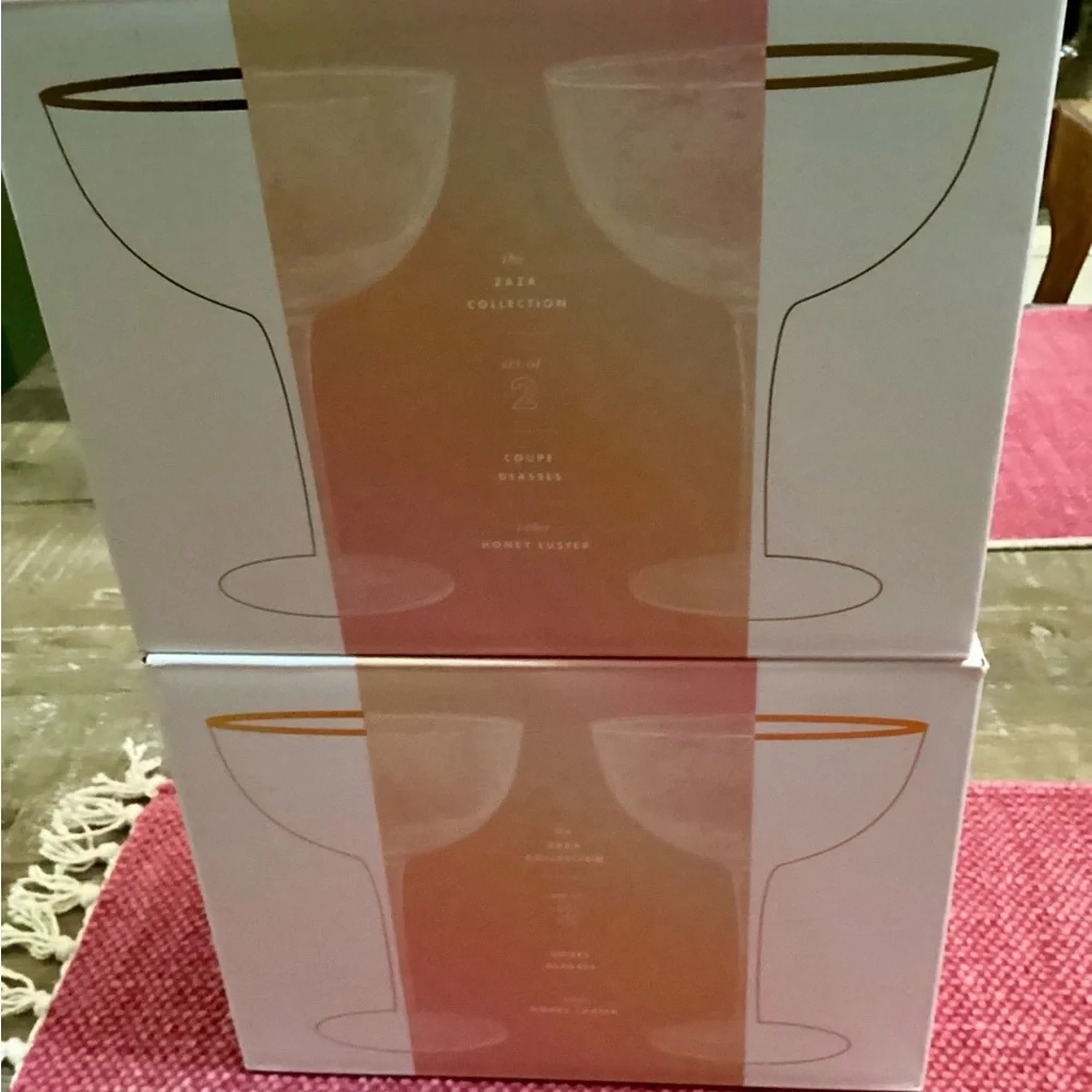 4 Anthropologie iridescent honey luster champagne glasses Zaza collection - NIB